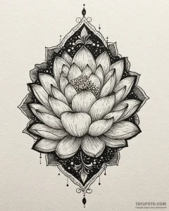 Tattoo design a lotus flower, blooming in dar... - эскиз тату (№1752864190_0, 18.07.2025 18:43) — Tatufoto.com