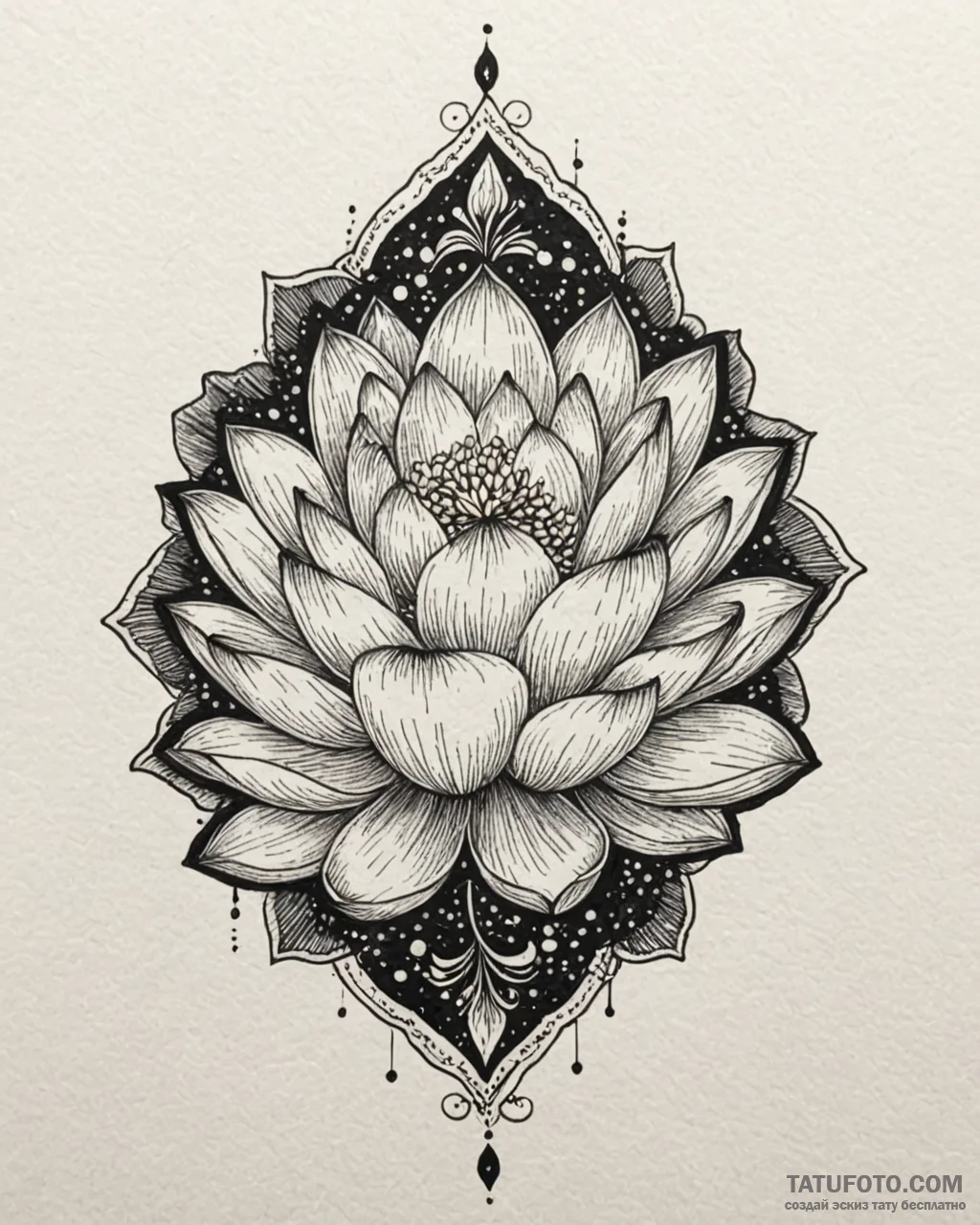 Tattoo design a lotus flower, blooming in dar... - эскиз тату (№1752864190_0, 18.07.2025 18:43) — Tatufoto.com