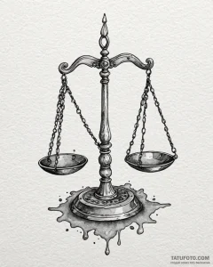 Tattoo sketch libra's scales tipping wildly w... - эскиз тату (№1752864447_0, 18.07.2025 18:47) — Tatufoto.com
