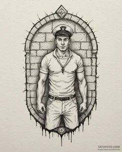 Tattoo sketch a brick wall with cracks, but s... - эскиз тату (№1752864532_0, 18.07.2025 18:48) — Tatufoto.com