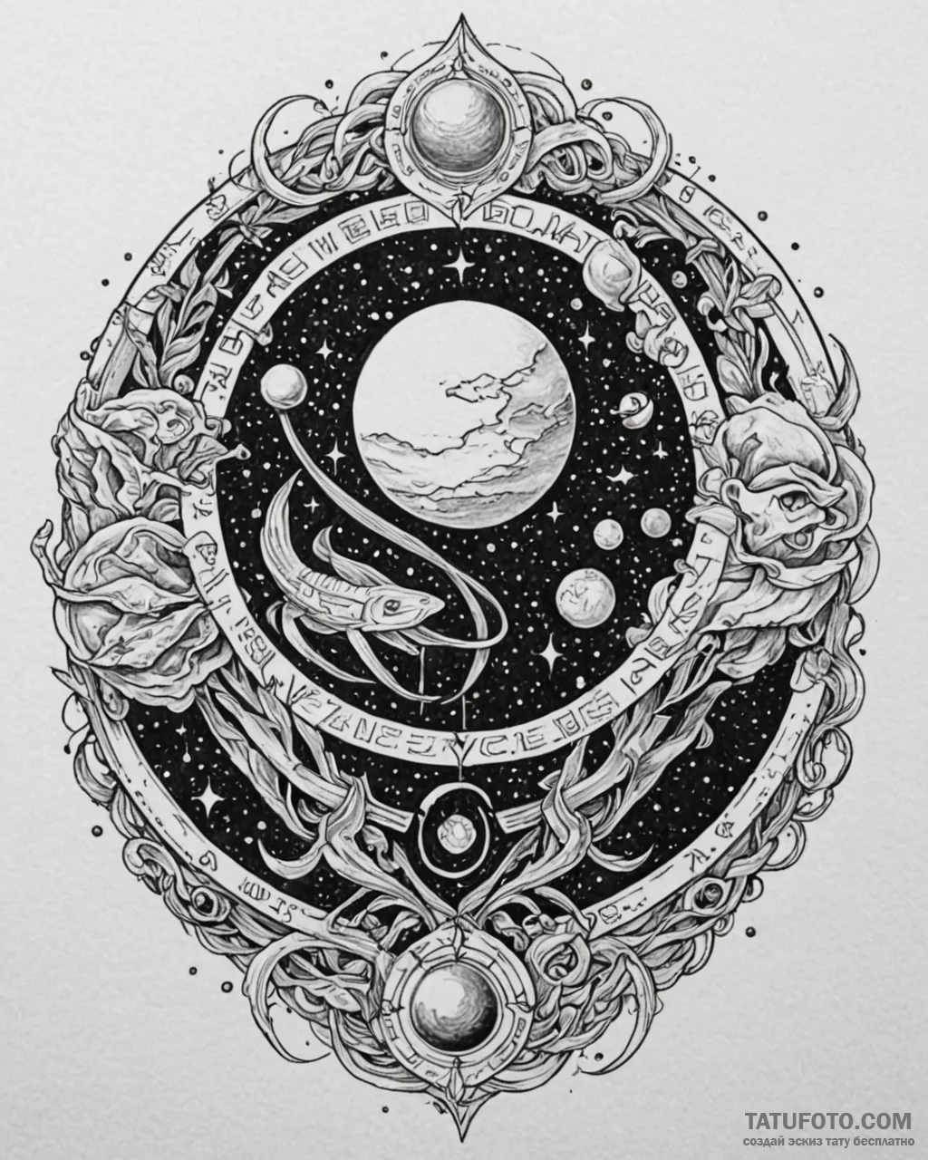 Tattoo design the ruling planet's symbol inte... - эскиз тату (№1752865552_0, 18.07.2025 19:05) — Tatufoto.com