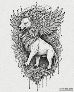 A watercolor sketch of a majestic griffin, ha... - эскиз тату (№1752865637_0, 18.07.2025 19:07) — Tatufoto.com