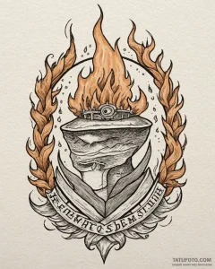 Flame, tattoo flash sheet design, sepia tone... - эскиз тату (№1752865722_0, 18.07.2025 19:08) — Tatufoto.com
