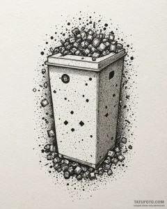 A trash polka composition of the hotel room f... - эскиз тату (№1752865892_0, 18.07.2025 19:11) — Tatufoto.com