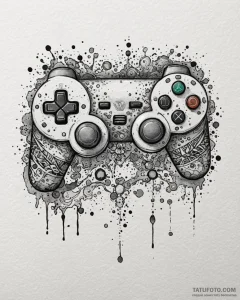 Tattoo sketch a game controller with tribal p... - эскиз тату (№1752866659_0, 18.07.2025 19:24) — Tatufoto.com
