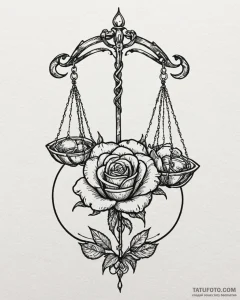Tattoo sketch libra's scales balanced by a si... - эскиз тату (№1752866744_0, 18.07.2025 19:25) — Tatufoto.com