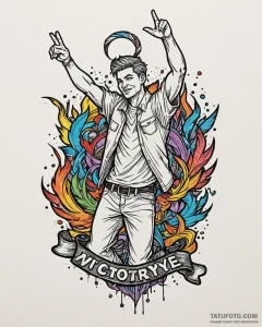Tattoo design a stylized "victory royale" ban... - эскиз тату (№1752866829_0, 18.07.2025 19:27) — Tatufoto.com