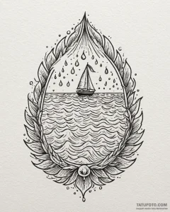 Tattoo design a water droplet creating a perf... - эскиз тату (№1752867083_0, 18.07.2025 19:31) — Tatufoto.com