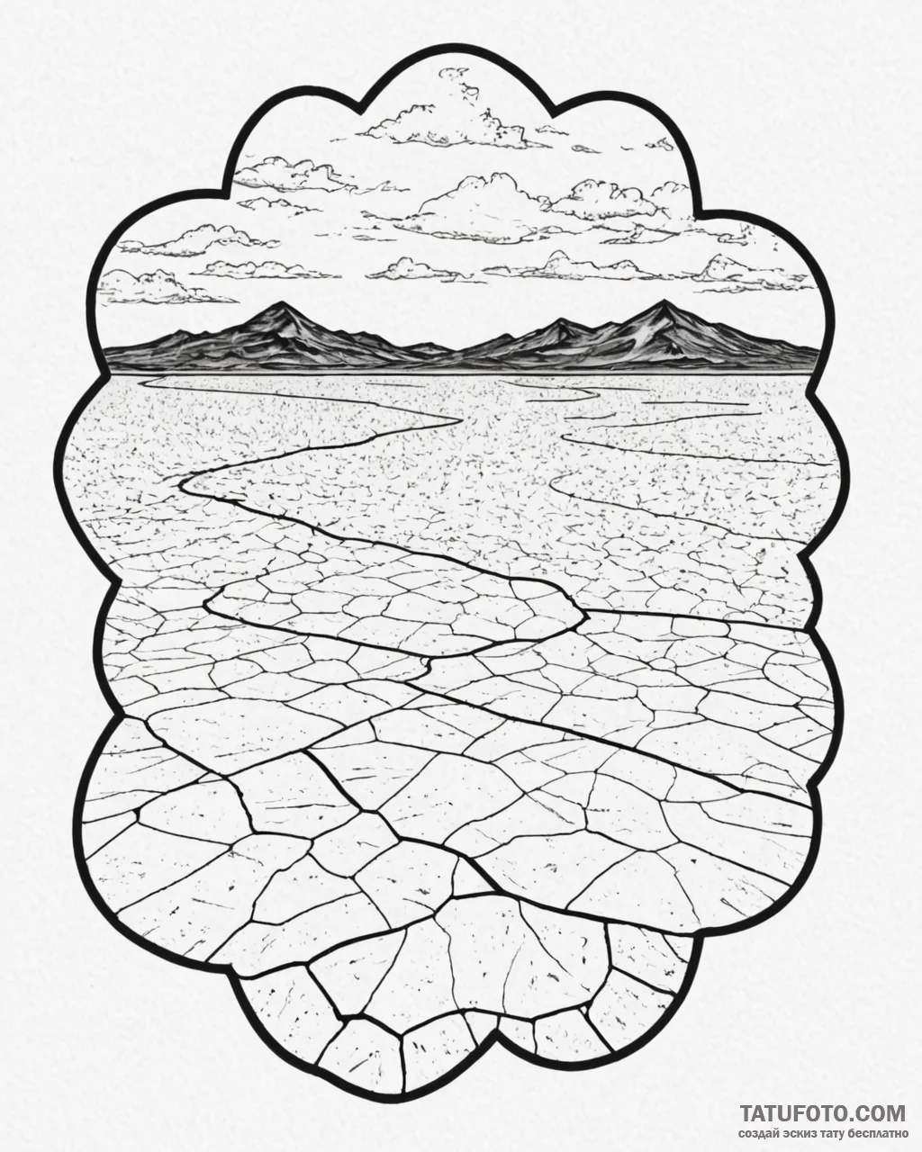 A shot of the salt flats in bolivia, creating... - эскиз тату (№1752868189_0, 18.07.2025 19:49) — Tatufoto.com