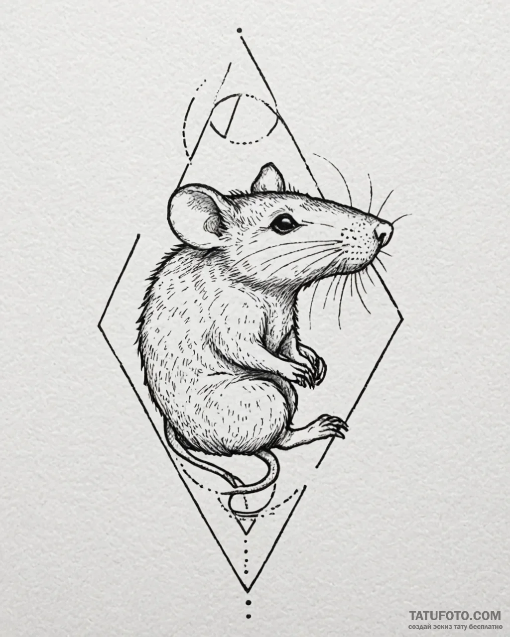 Rat, tattoo line art, on a clean white paper,... - эскиз тату (№1752868714_0, 18.07.2025 19:58) — Tatufoto.com