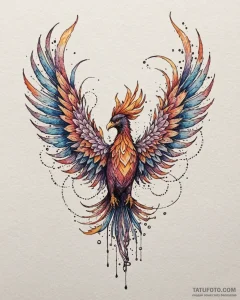 A neo-traditional tattoo of a phoenix (fawkes... - эскиз тату (№1752868799_0, 18.07.2025 19:59) — Tatufoto.com