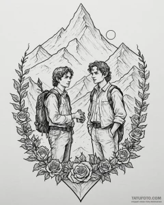 A graphic novel panel of frodo and sam on the... - эскиз тату (№1752869055_0, 18.07.2025 20:04) — Tatufoto.com