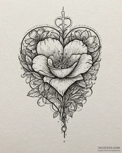 Tattoo sketch a crayon drawing style heart or... - эскиз тату (№1752869654_0, 18.07.2025 20:14) — Tatufoto.com
