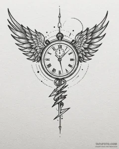 Tattoo design a "speedrun" stopwatch with win... - эскиз тату (№1752869992_0, 18.07.2025 20:19) — Tatufoto.com