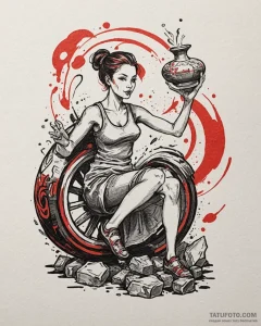 A person throwing a pottery vase on a wheel.,... - эскиз тату (№1752870755_0, 18.07.2025 20:32) — Tatufoto.com
