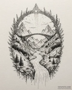 A watercolor sketch of the bifrost bridge, a... - эскиз тату (№1752871180_0, 18.07.2025 20:39) — Tatufoto.com