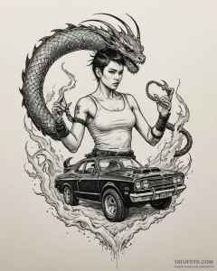 147. (mad max: fury road) a graphic sketch of... - эскиз тату (№1752871520_0, 18.07.2025 20:45) — Tatufoto.com
