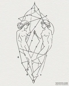 Tattoo sketch gemini constellation, lines con... - эскиз тату (№1752872115_0, 18.07.2025 20:55) — Tatufoto.com