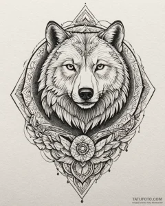 Tattoo sketch: a geometric mandala incorporat... - эскиз тату (№1752872204_0, 18.07.2025 20:56) — Tatufoto.com