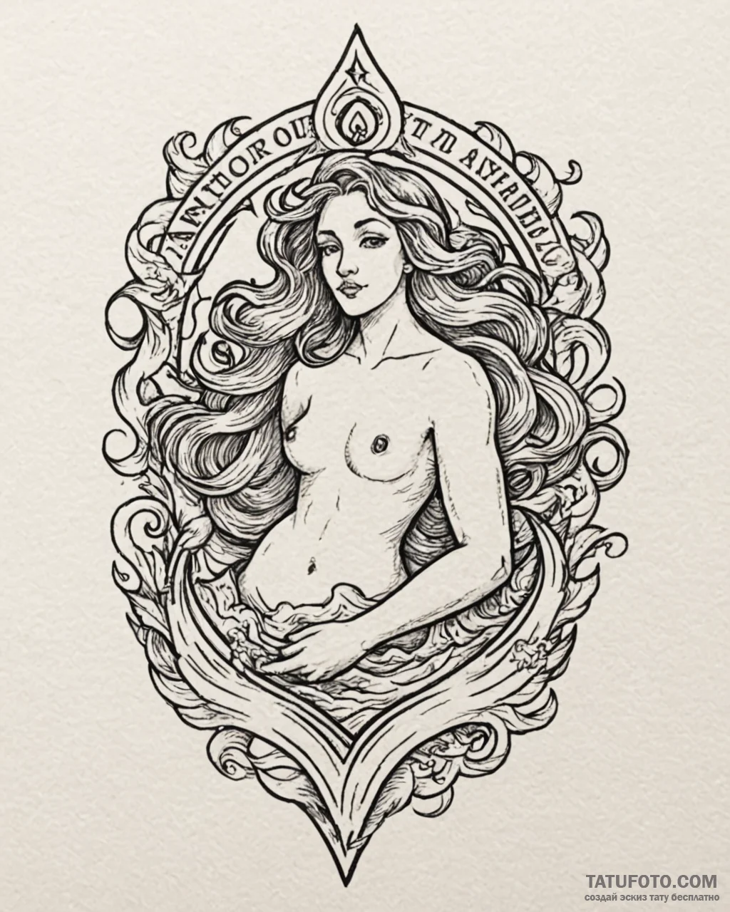 Tattoo sketch aquarius's wavy glyph, flowing... - эскиз тату (№1752872458_0, 18.07.2025 21:00) — Tatufoto.com
