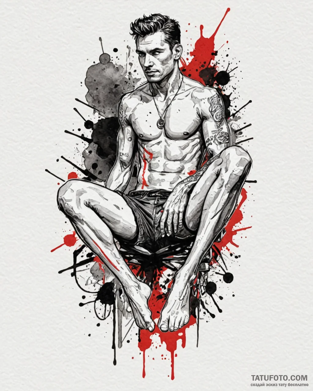 A watercolor tattoo of a «lap dance» from stu… — эскиз тату (№1752873052_0, 18.07.2025 21:10) — Tatufoto.com