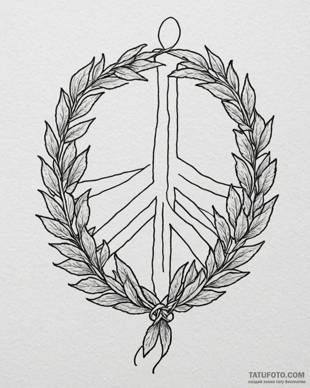 Tattoo design an olive branch, subtly intertw... - эскиз тату (№1752873222_0, 18.07.2025 21:13) — Tatufoto.com