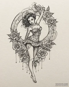 Tattoo design a silhouette of a dancer, with... - эскиз тату (№1752873642_0, 18.07.2025 21:20) — Tatufoto.com