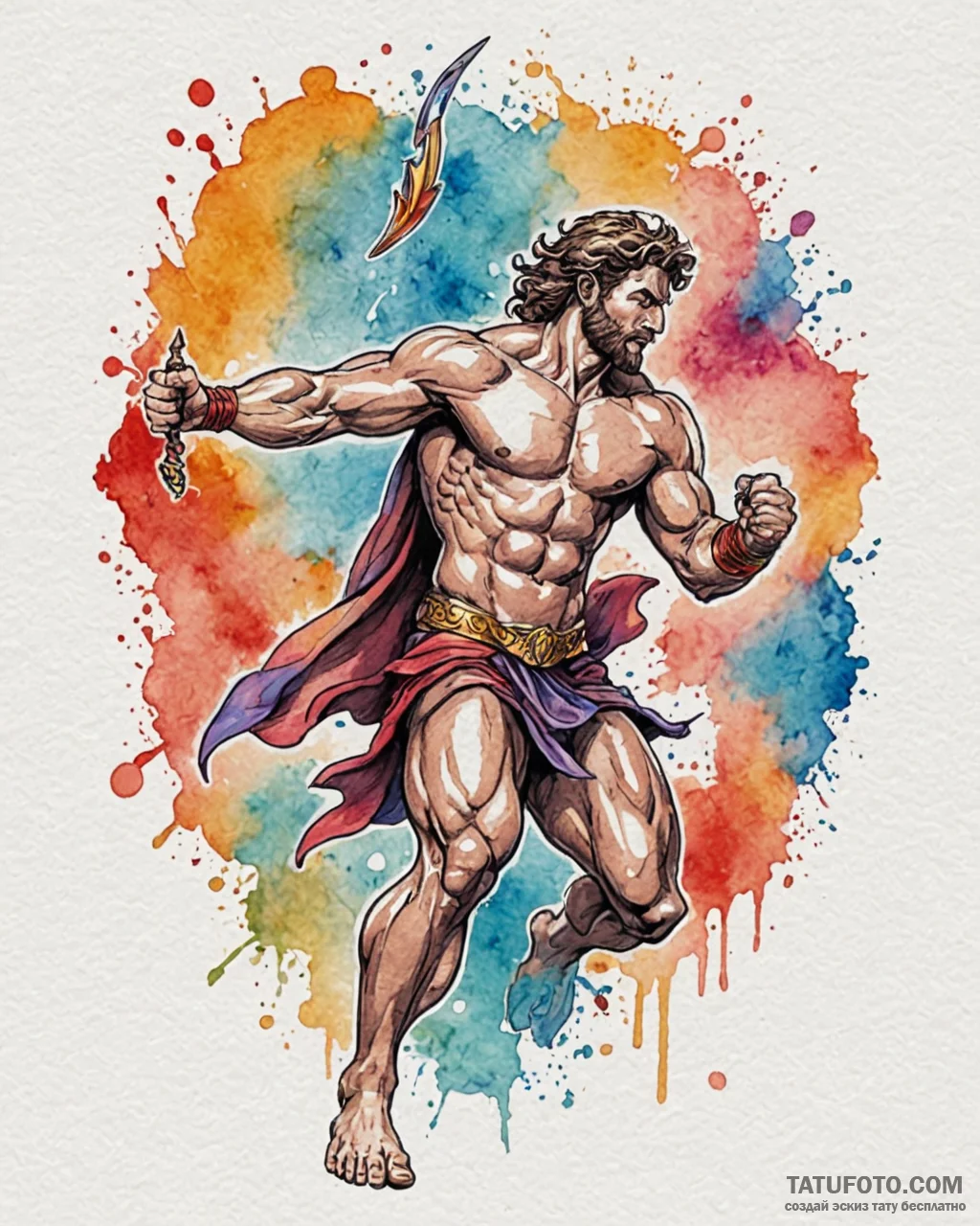 Tattoo design a powerful mythological hero (e… — эскиз тату (№1752873810_0, 18.07.2025 21:23) — Tatufoto.com