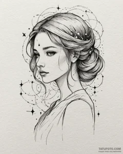 Tattoo design a virgo maiden, half realistic... - эскиз тату (№1752874227_0, 18.07.2025 21:30) — Tatufoto.com