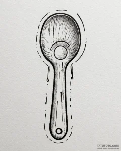 Tattoo sketch a small, rustic wooden spoon or... - эскиз тату (№1752874807_0, 18.07.2025 21:40) — Tatufoto.com