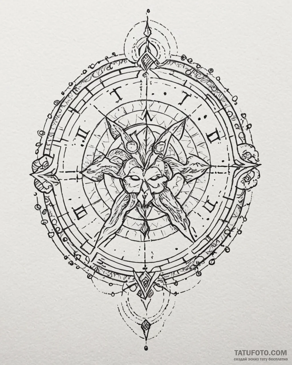 Tattoo sketch a blackwork outline of a zodiac… — эскиз тату (№1752874889_0, 18.07.2025 21:41) — Tatufoto.com