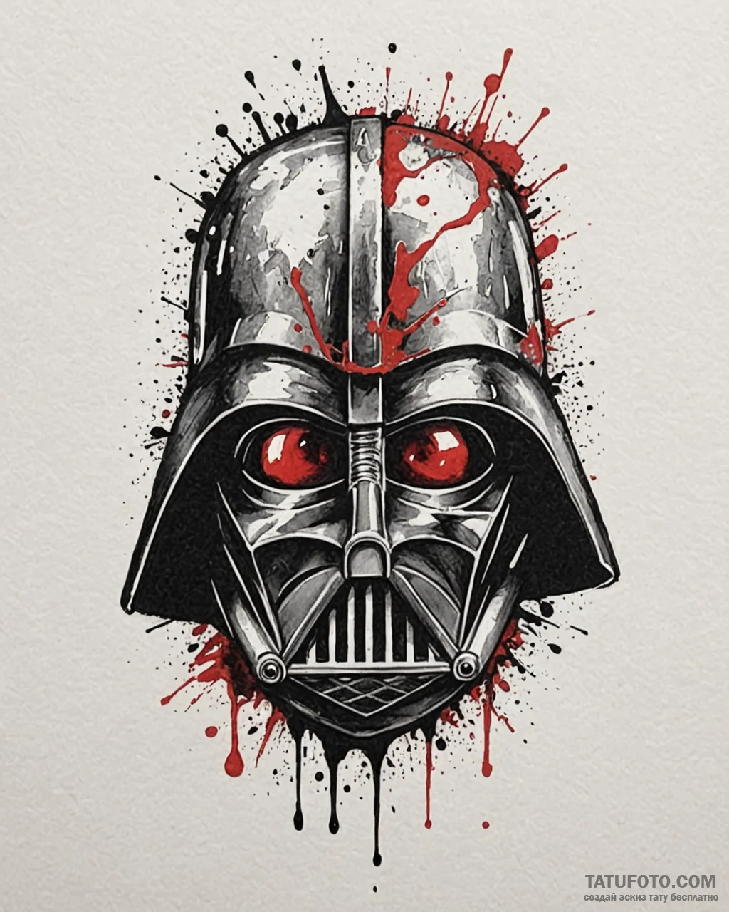Trash polka tattoo sketch of darth vader's he... - эскиз тату (№1752874972_0, 18.07.2025 21:42) — Tatufoto.com