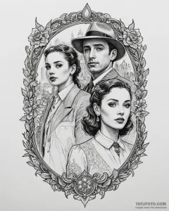 A sketch of the main characters from casablan... - эскиз тату (№1752875308_0, 18.07.2025 21:48) — Tatufoto.com