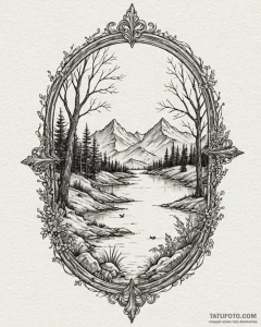 Tattoo sketch a small, stylized window lookin... - эскиз тату (№1752875643_0, 18.07.2025 21:54) — Tatufoto.com