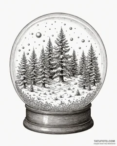 The view from inside a snow globe., artistic... - эскиз тату (№1752876059_0, 18.07.2025 22:00) — Tatufoto.com