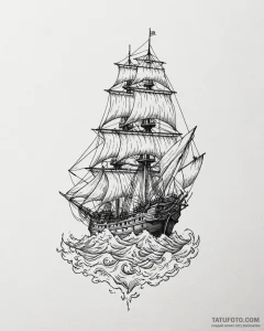 Frigate, tattoo drawing outline, linework tat... - эскиз тату (№1752876562_0, 18.07.2025 22:09) — Tatufoto.com