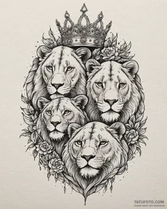Tattoo design a pair of lion's or lioness's h... - эскиз тату (№1752876728_0, 18.07.2025 22:12) — Tatufoto.com