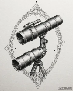 Tattoo design a sturdy, old-fashioned telesco... - эскиз тату (№1752877144_0, 18.07.2025 22:19) — Tatufoto.com