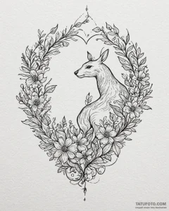 Tattoo design a floral arrangement forming th... - эскиз тату (№1752877478_0, 18.07.2025 22:24) — Tatufoto.com