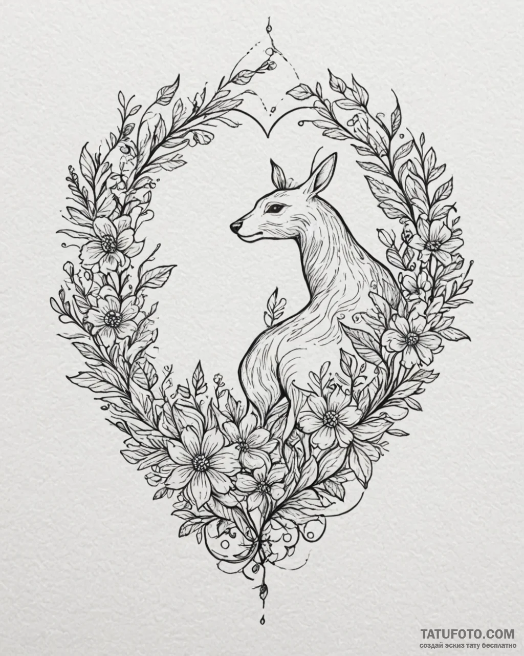 Tattoo design a floral arrangement forming th… — эскиз тату (№1752877478_0, 18.07.2025 22:24) — Tatufoto.com