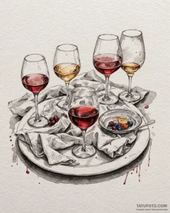 The aftermath of a dinner party, with messy p... - эскиз тату (№1752877729_0, 18.07.2025 22:28) — Tatufoto.com