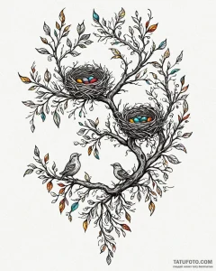 Tattoo design a tree branch with two birds' n... - эскиз тату (№1752877980_0, 18.07.2025 22:33) — Tatufoto.com