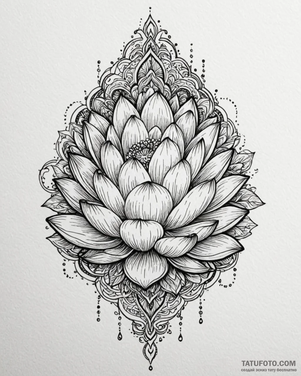 Tattoo sketch a stylized lotus flower bloomin… — эскиз тату (№1752878314_0, 18.07.2025 22:38) — Tatufoto.com