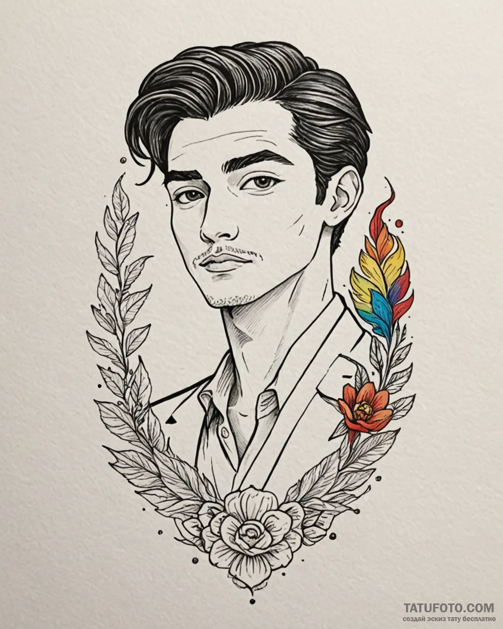 A neo-traditional portrait of the main charac… — эскиз тату (№1752878398_0, 18.07.2025 22:39) — Tatufoto.com