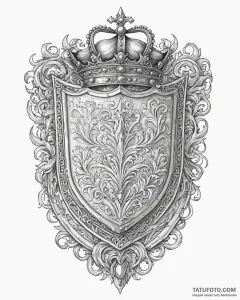 Tattoo sketch a shield with a crown on top.,... - эскиз тату (№1752878566_0, 18.07.2025 22:42) — Tatufoto.com