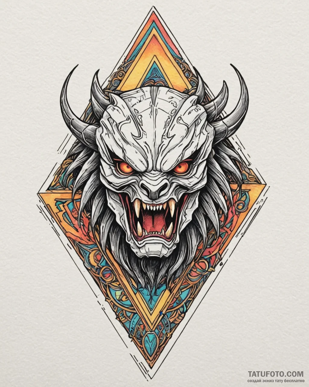118. a linework design of the predator's tria... - эскиз тату (№1752878816_0, 18.07.2025 22:46) — Tatufoto.com