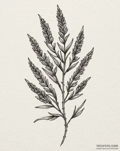 Tattoo sketch a minimalist lavender sprig, fo... - эскиз тату (№1752878982_0, 18.07.2025 22:49) — Tatufoto.com