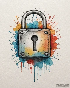 Tattoo sketch a 'lock' emoji on one, a 'key'... - эскиз тату (№1752879484_0, 18.07.2025 22:58) — Tatufoto.com