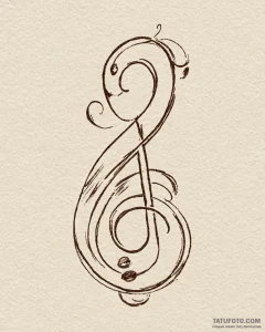 Bass clef, concept art for tattoo, sepia tone... - эскиз тату (№1752880237_0, 18.07.2025 23:10) — Tatufoto.com