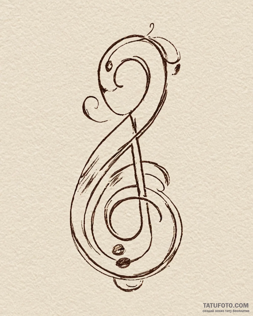 Bass clef, concept art for tattoo, sepia tone… — эскиз тату (№1752880237_0, 18.07.2025 23:10) — Tatufoto.com
